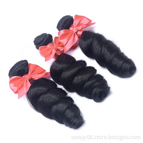 Usexy Top Quality 100% Human Hair Bundles Loose Wave Raw Malaysian Hair Bundles With Closure